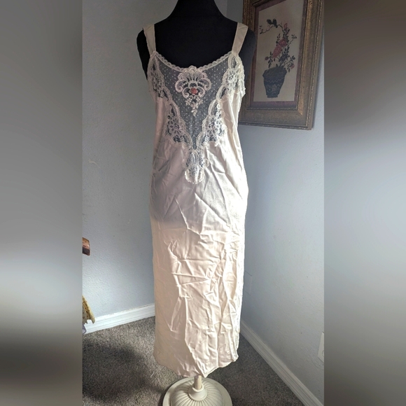 Vintage Champagne Cream Lace Slip Dress